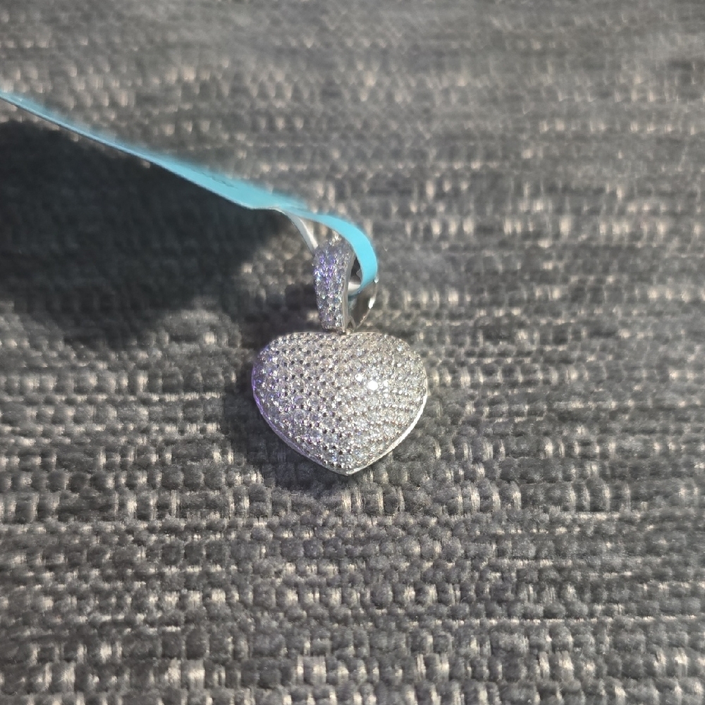 925 Sterling Silver Moissanite Heart Pendant
